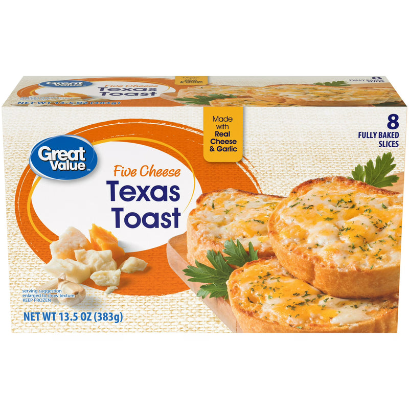 Great Value Five Cheese Texas Toast, 13.5 oz, 8 Count (Frozen)