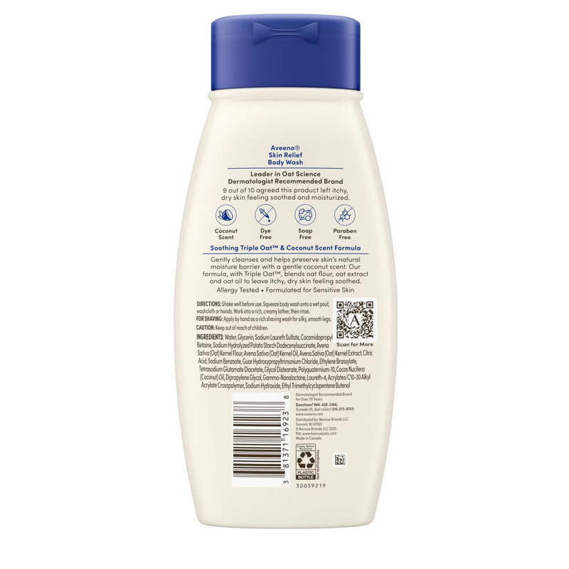 Aveeno Skin Relief Body Wash with Coconut Scent, 18 fl. oz