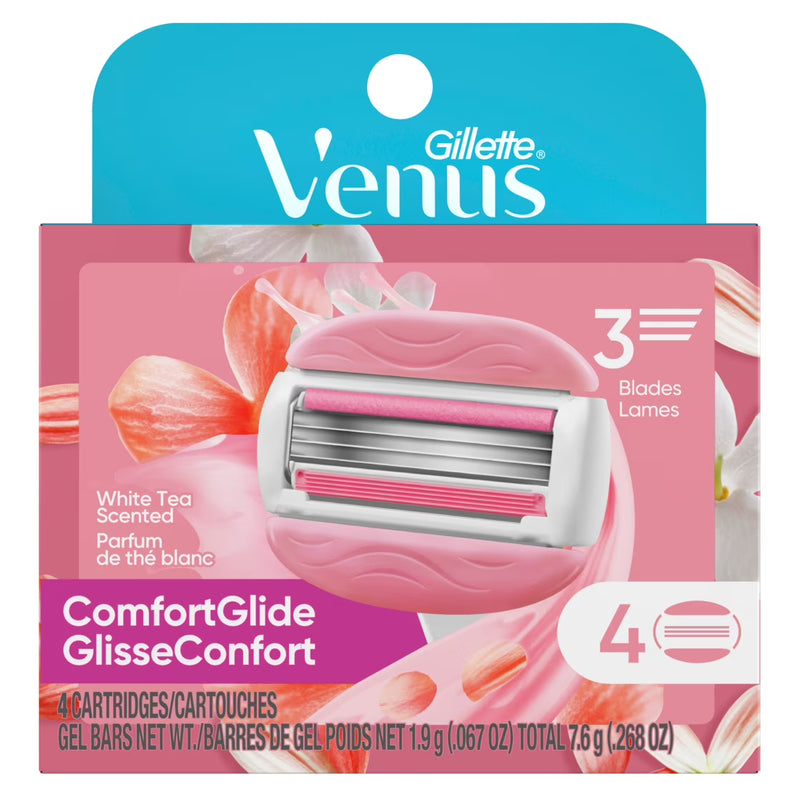 Venus Womens Razor Blade Refills, ComfortGlide 3 White Tea, 4 Count