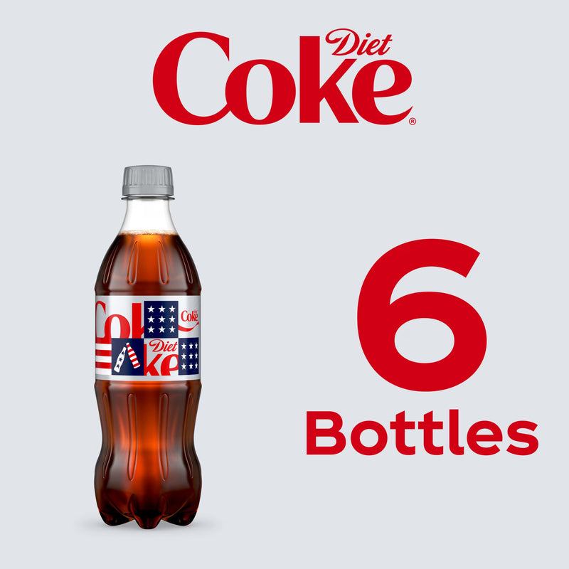 Diet Coke Soda Pop Bottles, 16.9 fl oz, 6 Pack