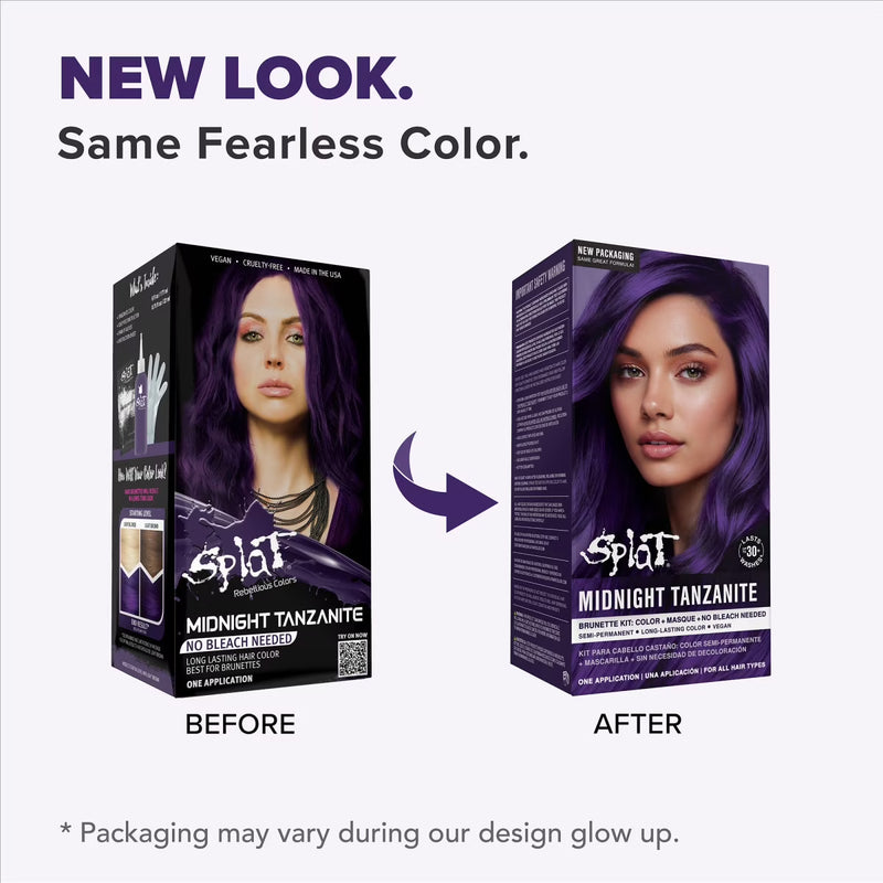 Splat Midnight Tanzanite Hair Dye Kit, Semi-Permanent Purple Hair Color for Brunettes