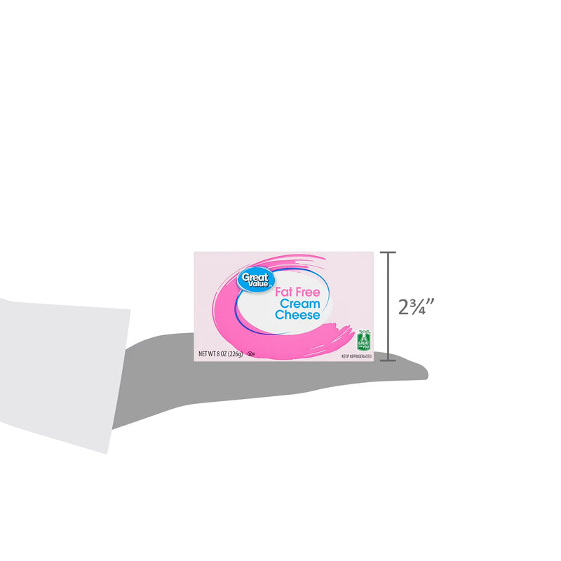 Great Value Fat-Free Cream Cheese Brick, 8 oz Block