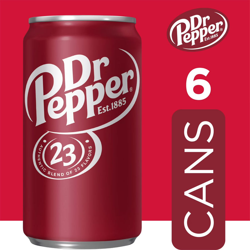 Dr Pepper Soda Pop, 7.5 fl oz, 6 Pack Cans