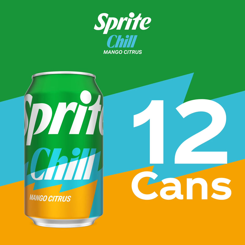 Sprite Chill Mango Citrus Soda Pop Cans, 12 fl oz, 12 Pack
