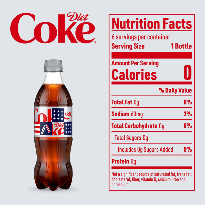 Diet Coke Soda Pop Bottles, 16.9 fl oz, 6 Pack