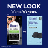 Biore Men's Skincare Charcoal Deep Cleansing Blackhead Remover Pore Nose Strips for Skin Care, 6 Ct