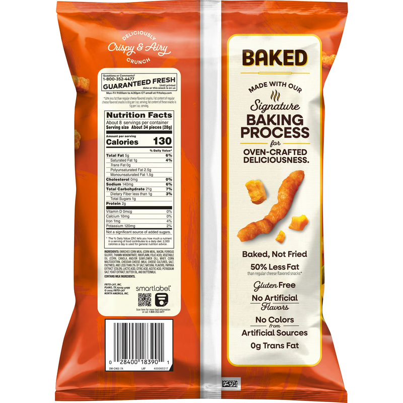 Baked Cheetos Crunchy 50% Less Fat Cheese Flavored Snacks Bag, 7.625 oz