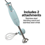 Hamilton Beach 2 Speed Immersion Blender with Stainless Steel Blending Wand and Whisk, Ice Blue