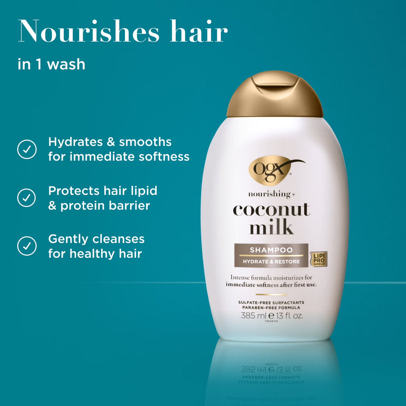 OGX Nourishing + Coconut Milk Moisturizing Hair Shampoo, 13 fl. oz
