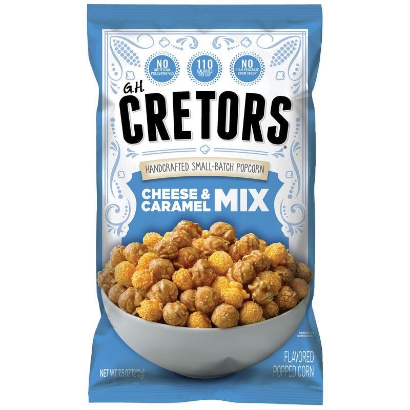 G.H. Cretors Handcrafted Small-Batch Cheese & Caramel Popcorn Mix, 7.5 oz, Gluten-Free Snack
