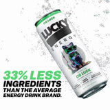 Lucky Energy Sugar Free Energy Drinks 16 oz Cans (12-pack), Variety Pack with Maca, Ginseng, Taurine, Beta-Alanine, 200mg Caffeine, Zero Calories
