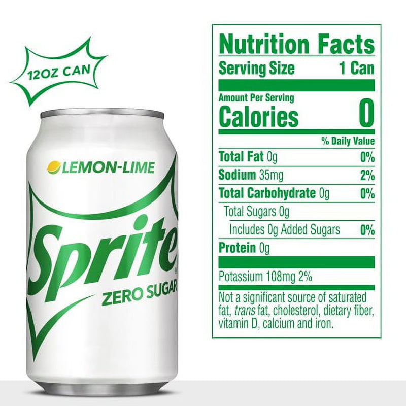 Sprite Zero Sugar Lemon Lime Soda Pop, 12 Fl Oz, 12 Pack Cans