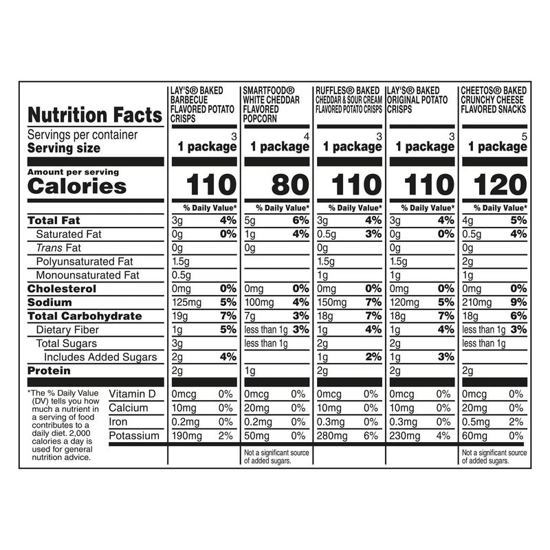 Frito-Lay Baked and Popped Mix Variety pack Snack Chips, 18 Count Multipack