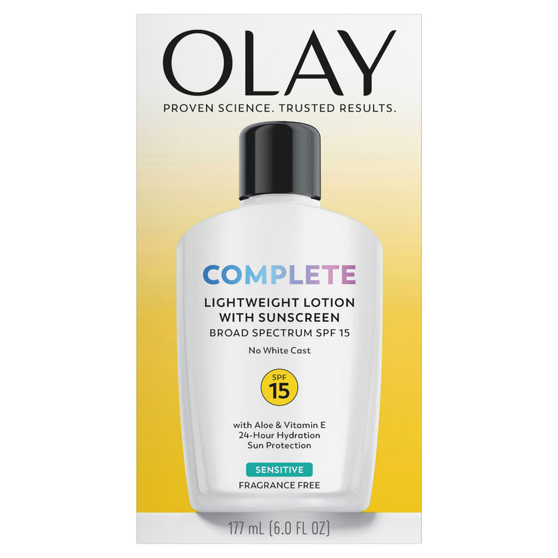 Olay Skin Care Complete Daily Face Lotion for Sensitive Skin, SPF 15 Sun Protection, 6 oz