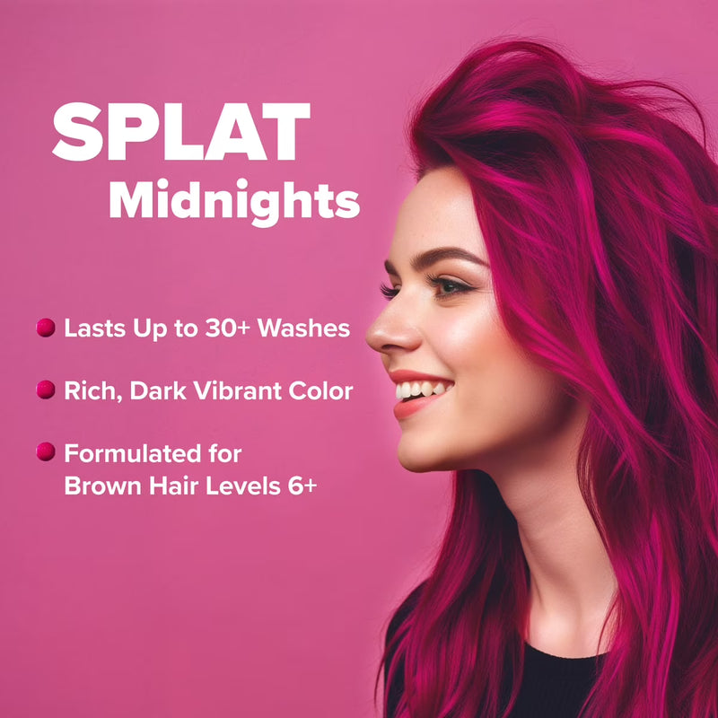 Splat Midnight Magenta Hair Dye Kit, Semi-Permanent Dark Pink Hair Color for Brunettes, Vegan