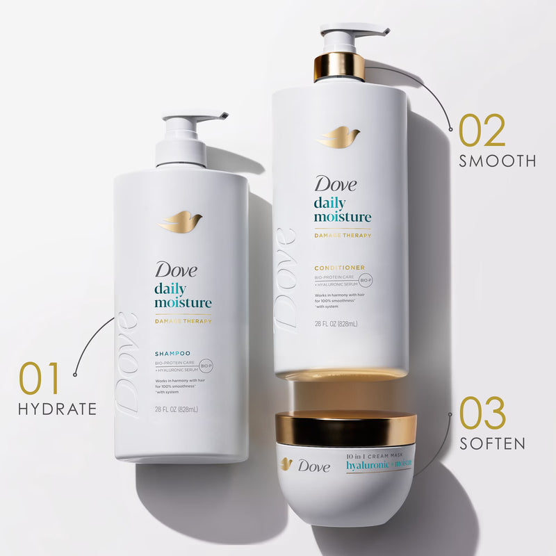 Dove Conditioner for Dry Hair Daily Moisture with Bio-Protein Care Technology and Hyaluronic Serum, 28 Fl Oz