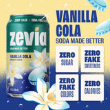 Zevia Zero Sugar, 0 Calorie Vanilla Cola Soda, 12 fl oz (Pack of 24