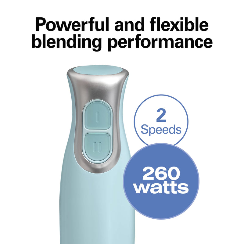 Hamilton Beach 2 Speed Immersion Blender with Stainless Steel Blending Wand and Whisk, Ice Blue