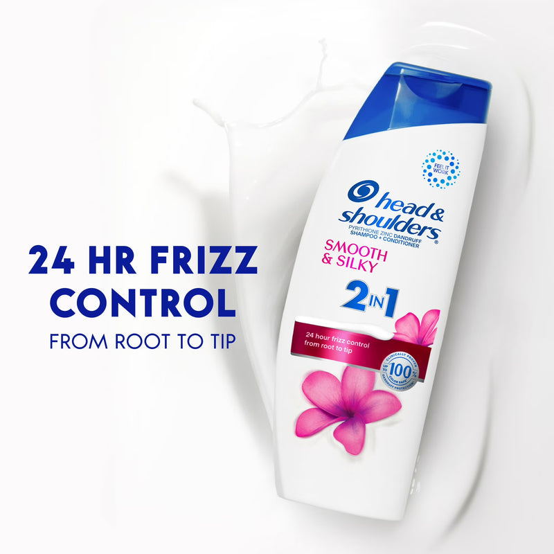 Head and Shoulders 2 in 1 Dandruff Shampoo and Conditioner, Smooth and Silky, 12.5 oz