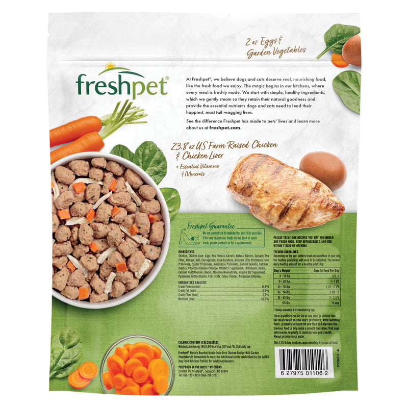 Freshpet Fresh Dog Food, Grain Free Chicken Recipe, Freshly Roasted Meals, 1.75 lb.
