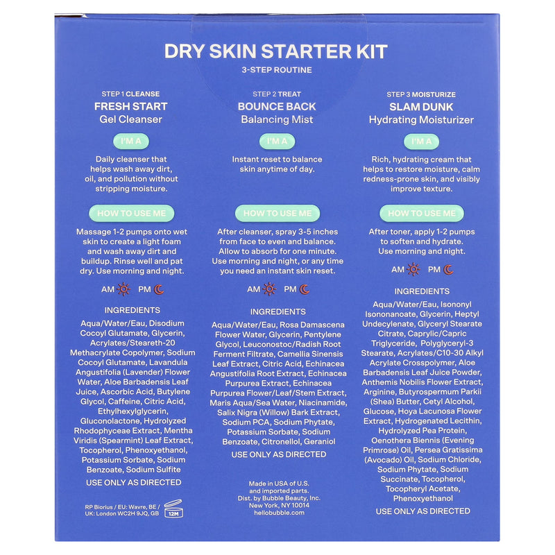 Bubble Skincare 3-Step Hydrating Routine Bundle for Normal to Dry Skin, Set of 3