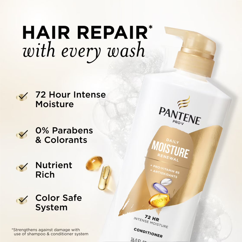 Pantene Pro-V Conditioner Daily Moisture Renewal, All Hair Types, 16.0 fl oz