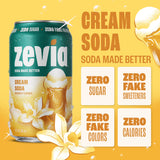 (3 pack) Zevia Zero Calorie, No Sugar Cream Soda Pop, 12 fl oz, 8 Pack Cans