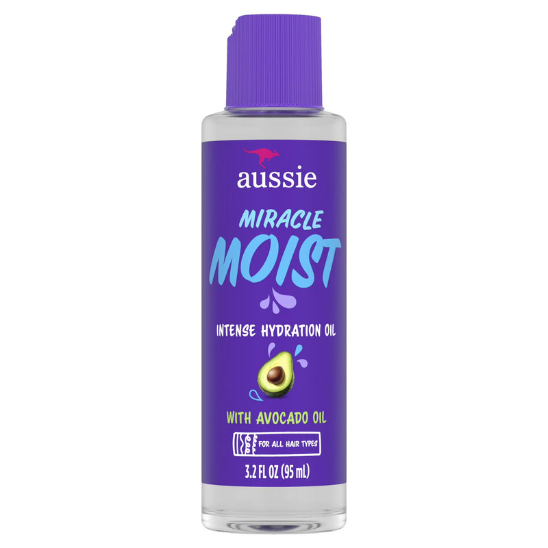 Aussie Miracle Moist Intense Hydration Hair Oil with Jojoba Oil, for Dry and Damaged Hair, 3.2 fl oz