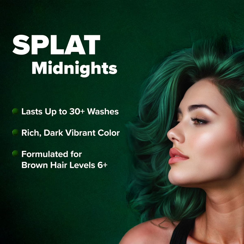 Splat Midnight Jade Hair Dye Kit, Semi-Permanent Green Hair Color for Brunettes, Vegan