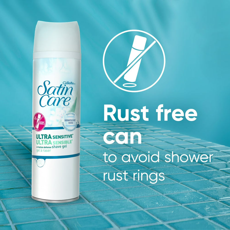 Gillette Satin Care Ultra Sensitive Women's Shaving Gel Twin Pack, Fragrance-Free, 14 oz