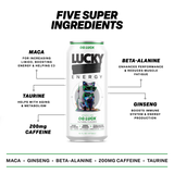 Lucky Energy Sugar Free Energy Drinks 16 fl oz Can, OG Luck with Maca, Ginseng, Taurine, Beta-Alanine, 200mg Caffeine, Zero Calories