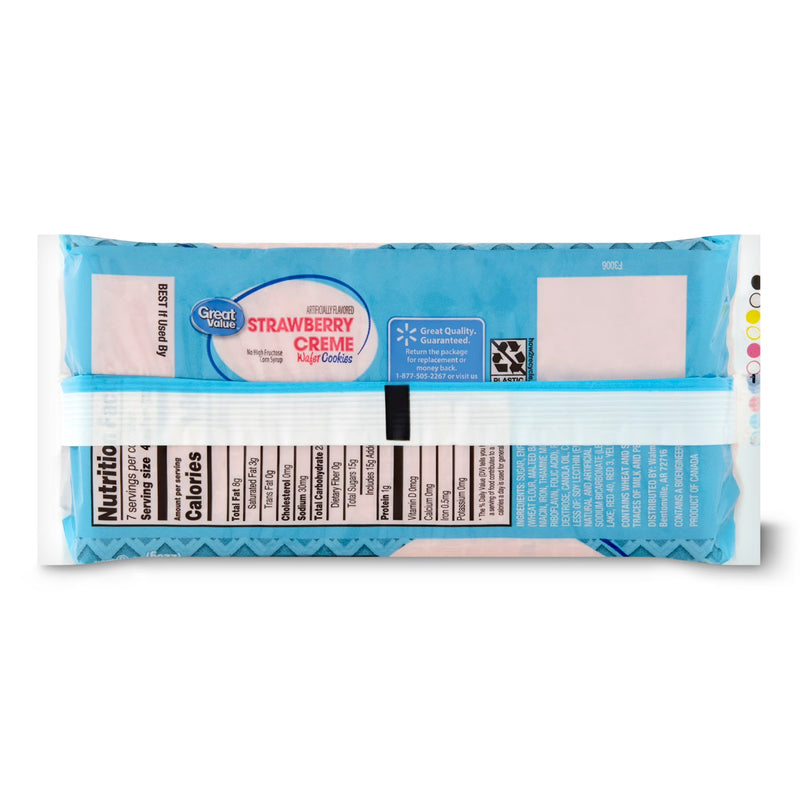 Great Value Strawberry Flavor Wafer Cookies, 8 oz