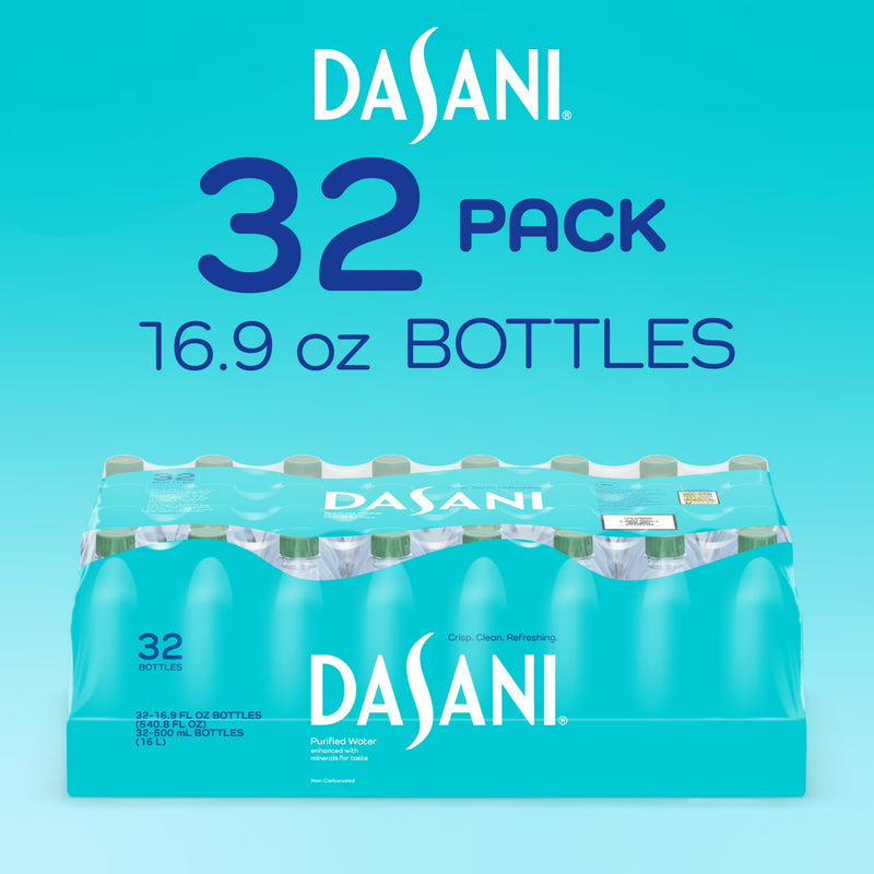 Dasani Purified Water Bottles, 16.9 fl oz, 32 Pack