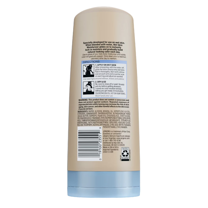Jergens Natural Glow Wet Skin Moisturizer In-Shower Self Tanner Medium to Tan Skin, 7.5 fl oz