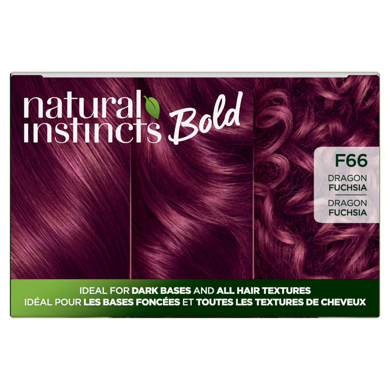 Clairol Natural Instincts Bold Hair Dye, Permanent Hair Color, F66 Dragon Fuchsia, 1 Application