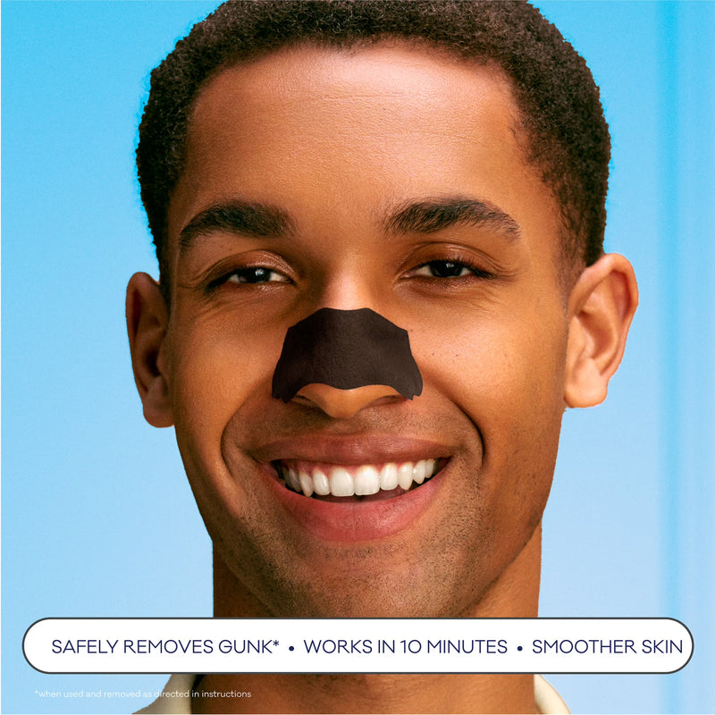 Biore Men's Skincare Charcoal Deep Cleansing Blackhead Remover Pore Nose Strips for Skin Care, 6 Ct