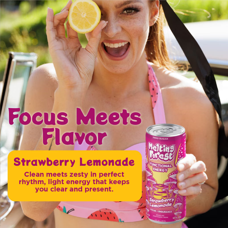 Melting Forest Mushroom Energy Drink Strawberry Lemonade 12 Pack