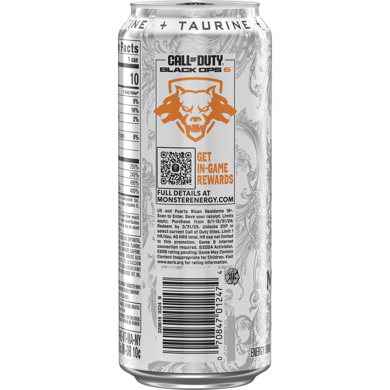 Monster Energy, Zero Ultra, Sugar Free Energy Drink, 4 Pack - 16 Fl Oz