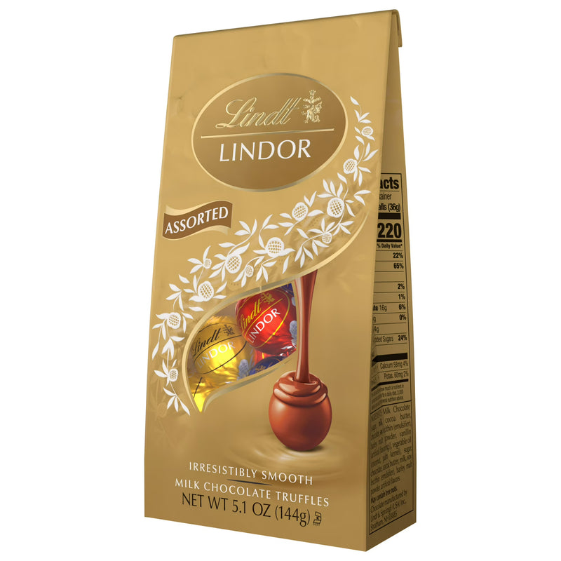 Lindt Lindor Assorted Chocolate Candy Truffles, 5.1 oz, Bag