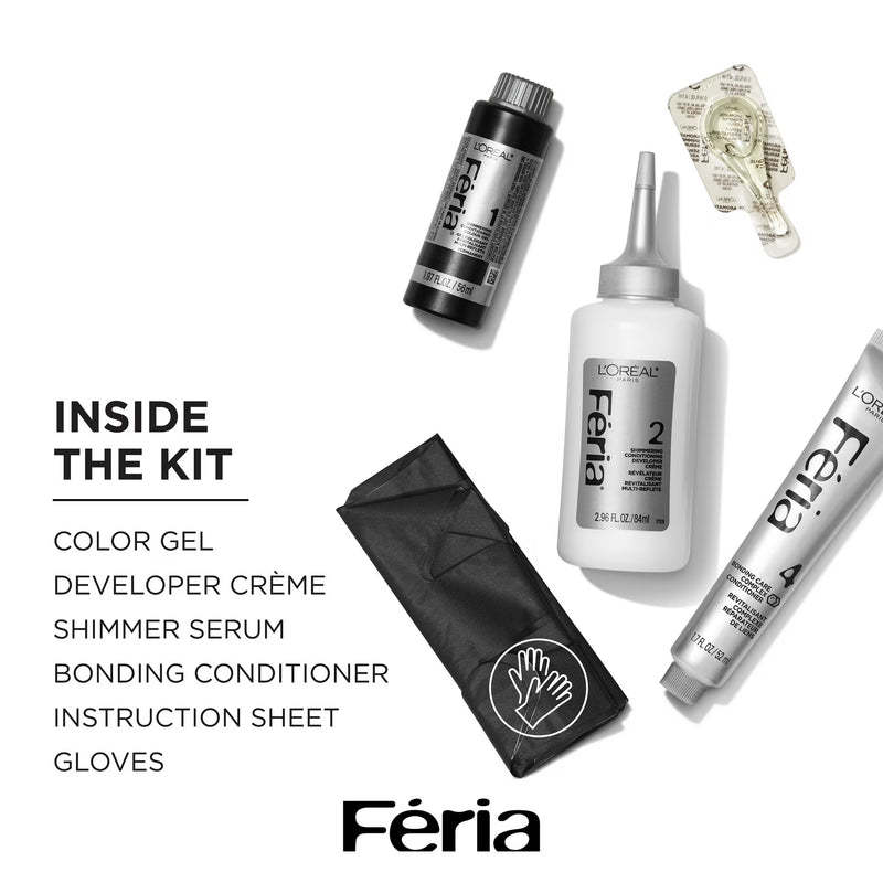 L'Oreal Paris Feria Shimmering Permanent Hair Color, Crystal Brown, 40 Percent Stronger Hair, 1 Kit