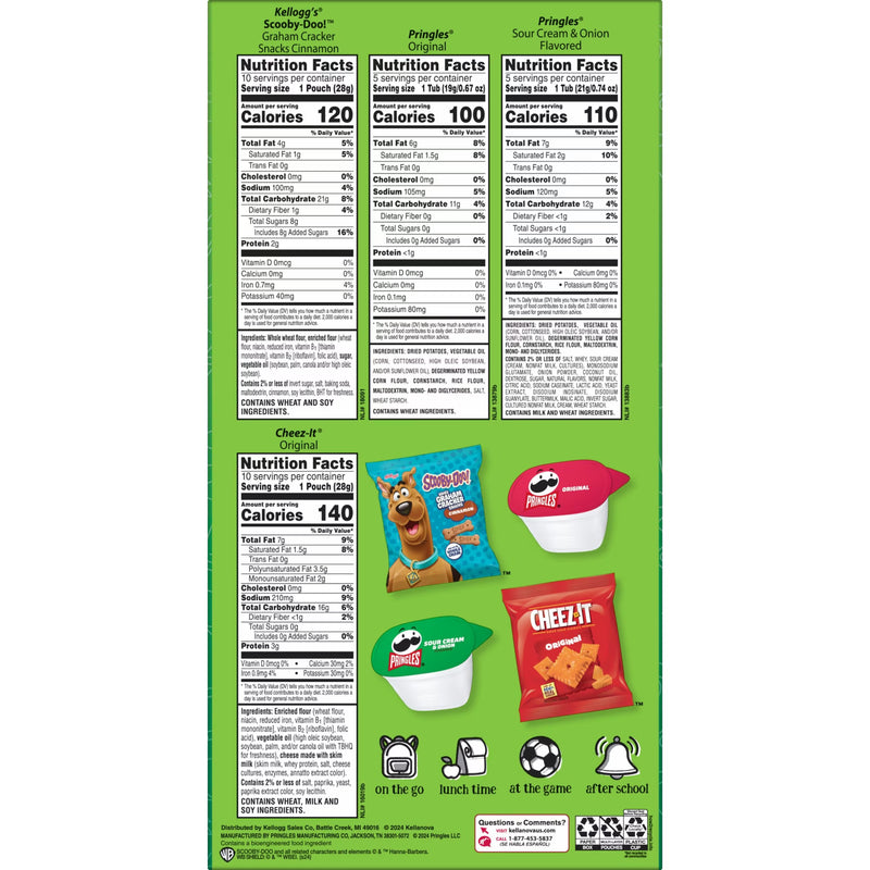 Cheez-It, Pringles, SCOOBY-DOO! Variety Pack Snacks, Lunch Snacks, 30 Count