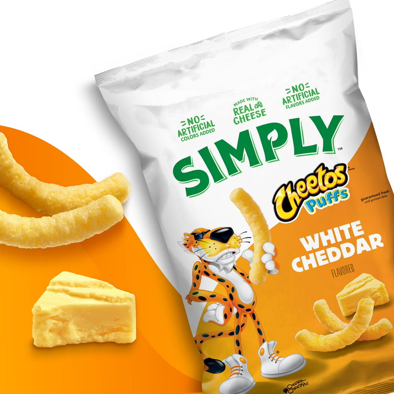 Simply White Cheddar Cheese Flavored Cheetos Puffs Snacks, 6 oz
