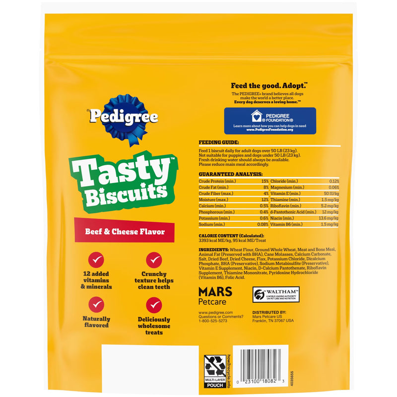 Pedigree Large Tasty Biscuits Dog Treats, Beef & Cheese Flavor, 24-oz Bag