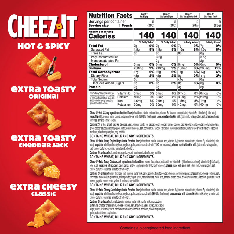 Cheez-It Variety Pack Baked Snack Crackers, Lunch Snacks, 20 Count