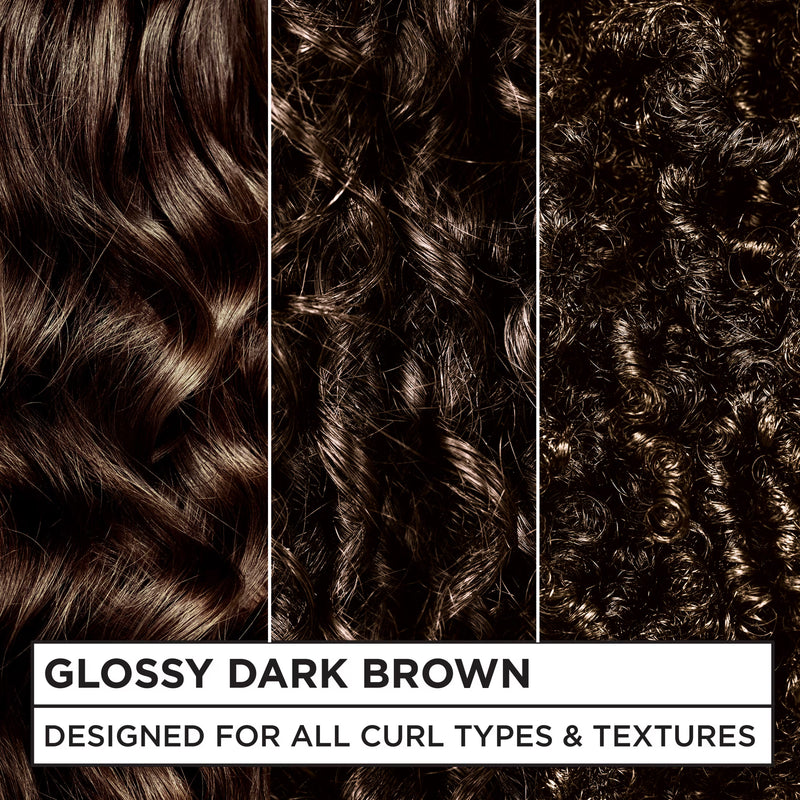 Garnier Nutrisse 0% Ammonia Glossy Curl Nourishing Permanent Hair Color Kit, CR4 Dark Brown, 1 Kit
