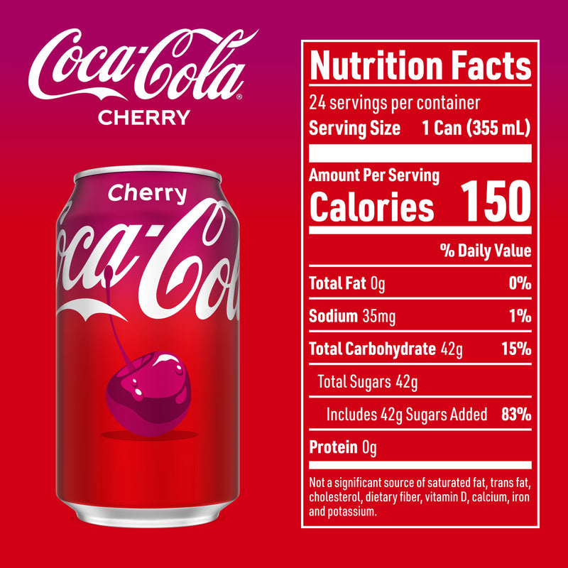 Coca-Cola Cherry Soda Pop Cans, 12 fl oz, 24 Pack