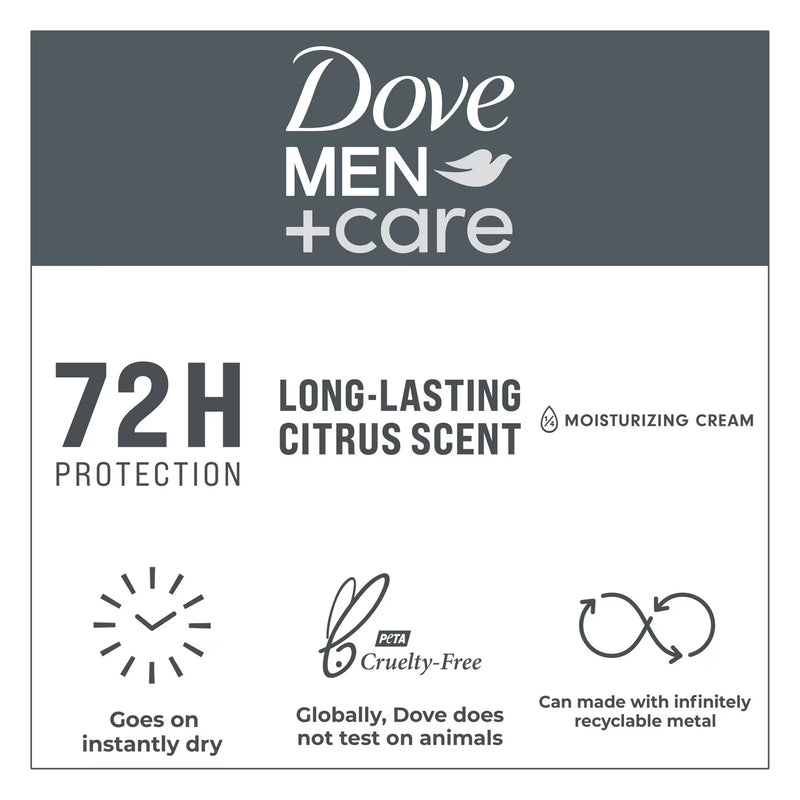 Dove Men+Care Extra Fresh Long Lasting Antiperspirant Deodorant Dry Spray, Citrus, 3.8 oz
