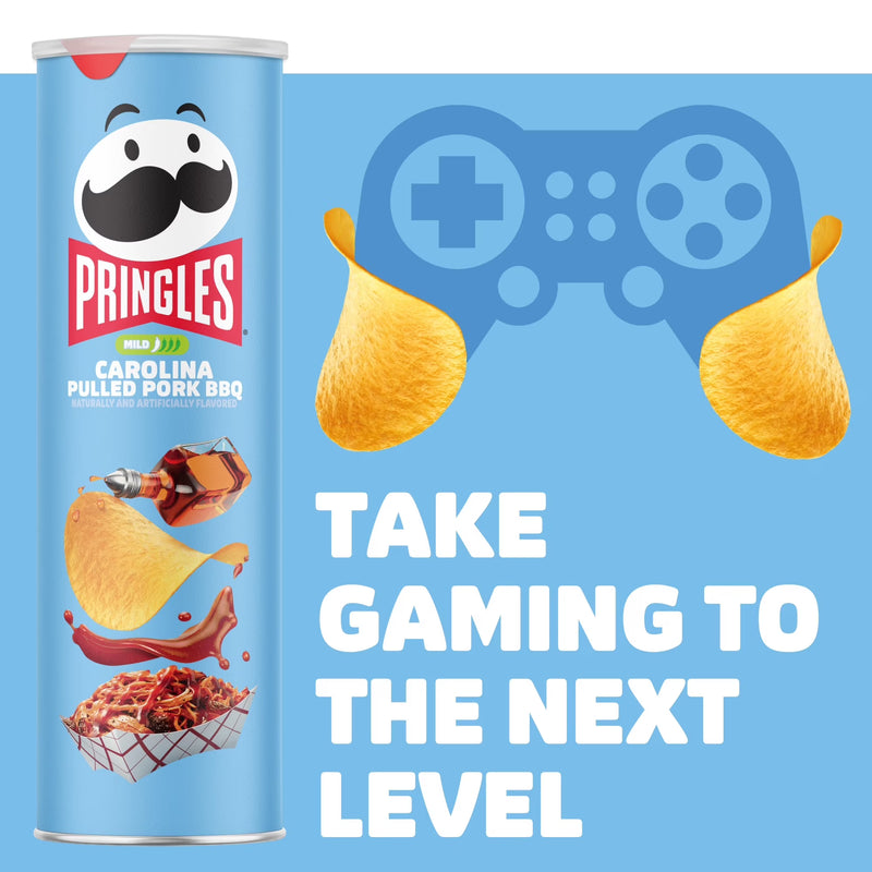 Pringles Carolina Pulled Pork BBQ Potato Crisps Chips, Lunch Snacks, 5.5 oz Canister