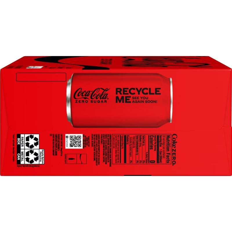 Coca-Cola Zero Sugar Soda Pop Cans, 12 fl oz, 24 Pack