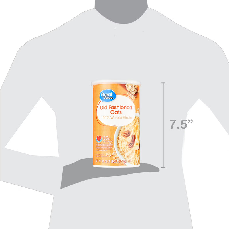 Great Value Instant Old Fashioned Oats, 18 oz Tube